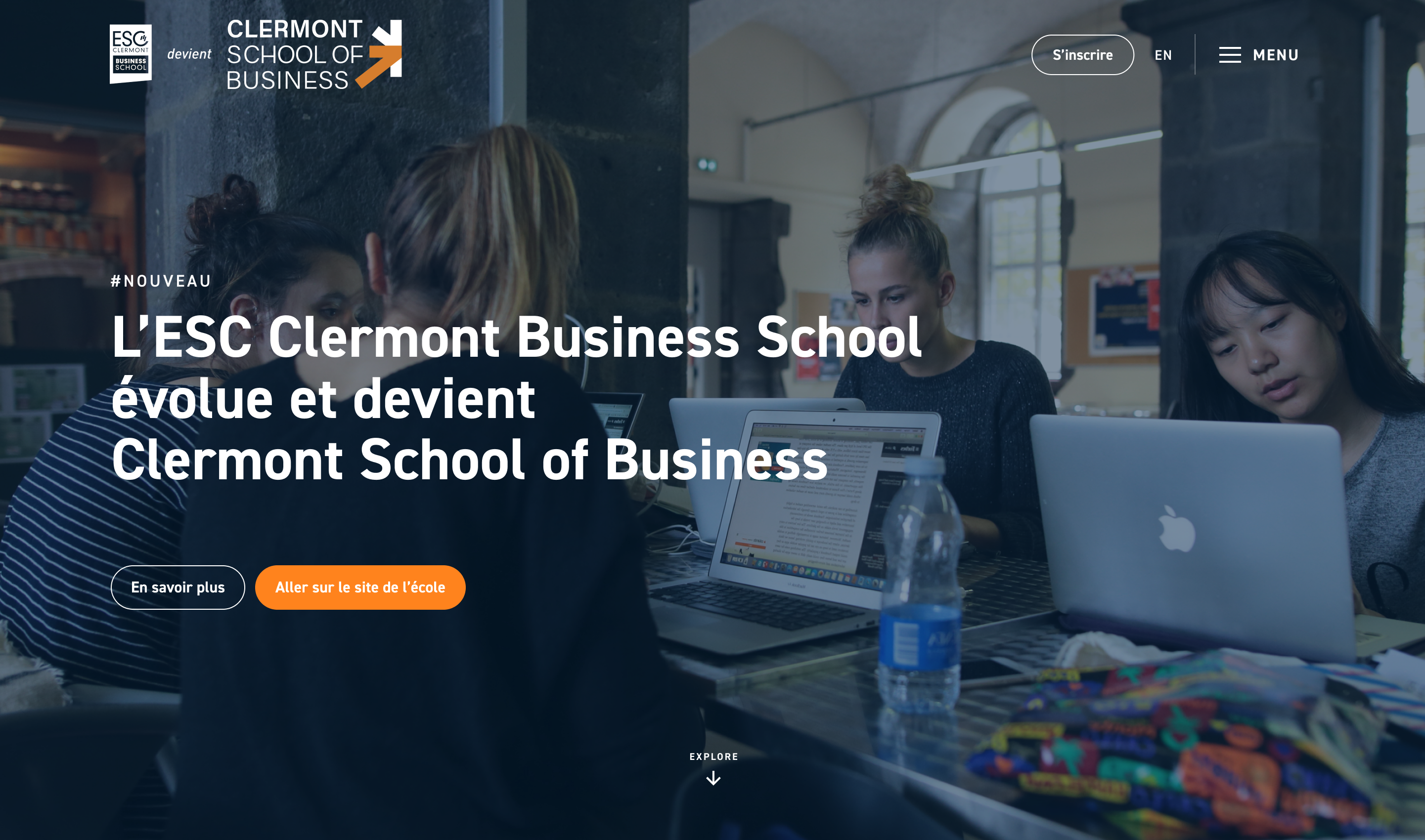 Page d'accueil du site Clermont School of Business en version web