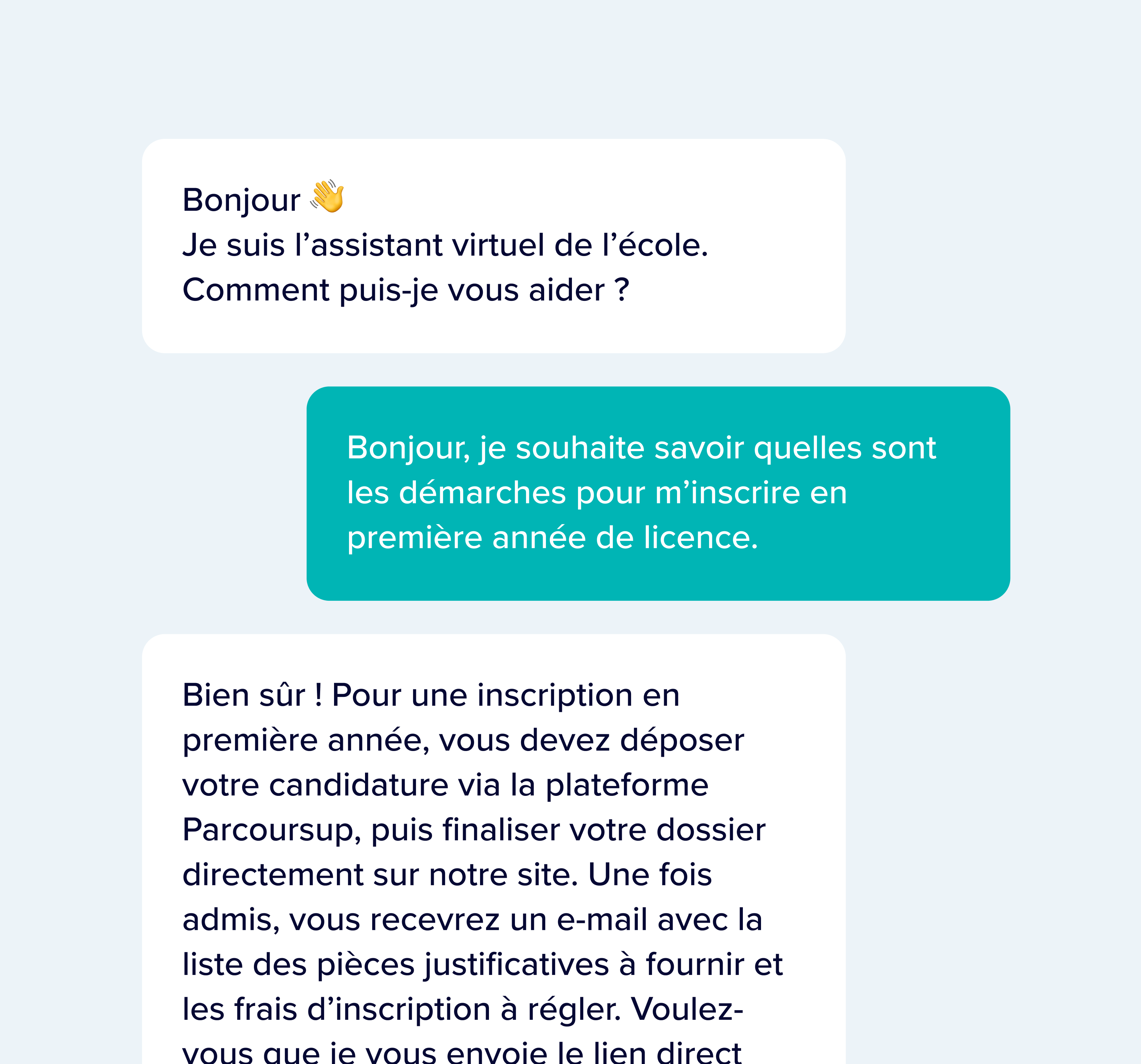 Illustration d'un conversation d'un assistant virtuel